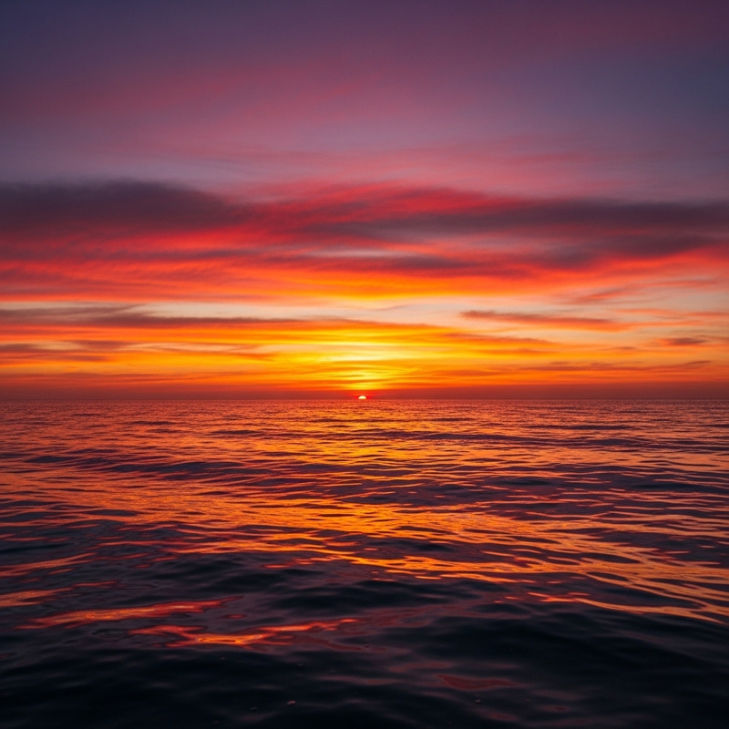 Breathtaking Sea Sunset: Dazzling Hues in the Sky