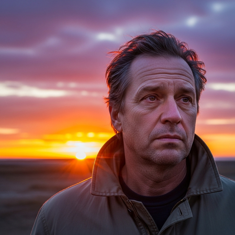 47-Year-Old Man in Reflection at Sunset | Symbolic Imagery 47-Year-Old Man in Reflection at Sunset | Symbolic Imagery