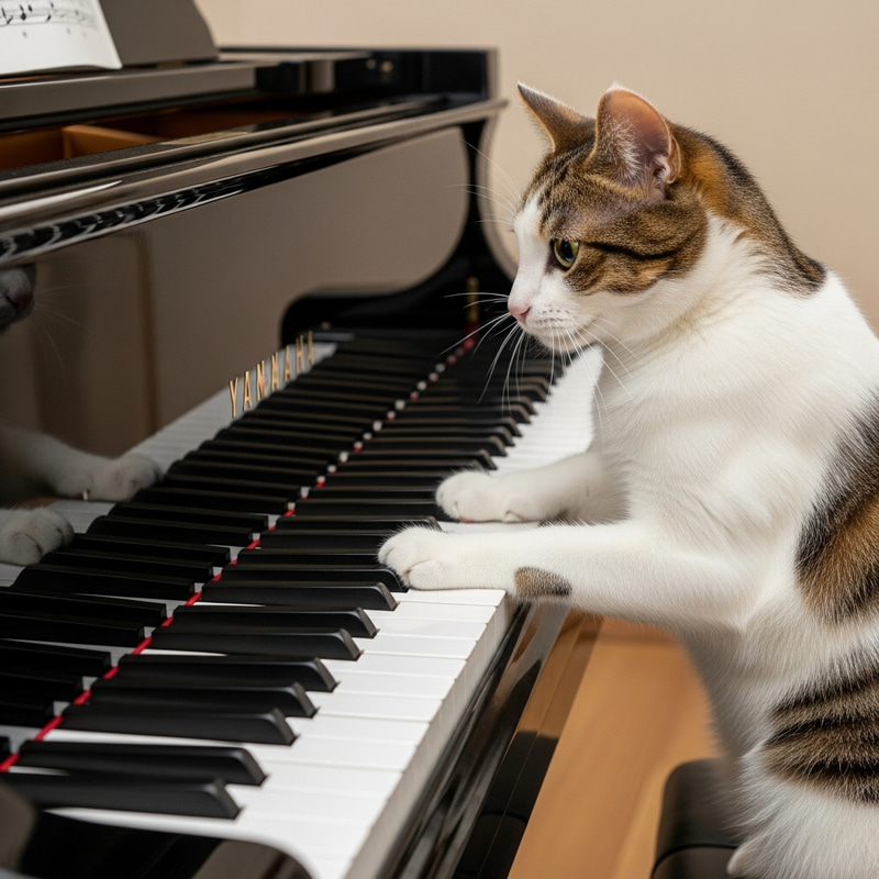 Cat Playing Piano: Musical Mischief Cat Playing Piano: Musical Mischief