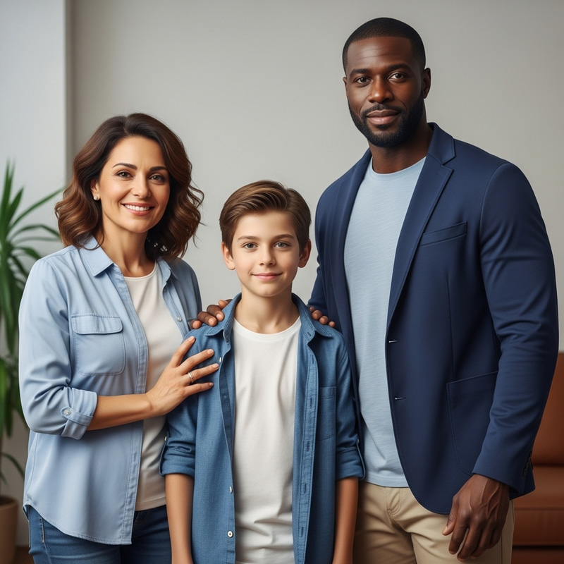 Happy Family Portrait: Cheerful Boy with Parents