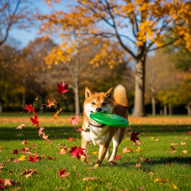 Playful Shiba Inu in Autumn Scenery