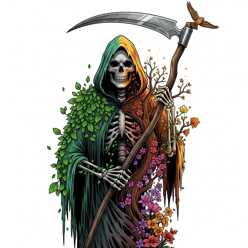 Grim Reaper Life Merge: Embracing Mortality & Rejuvenation