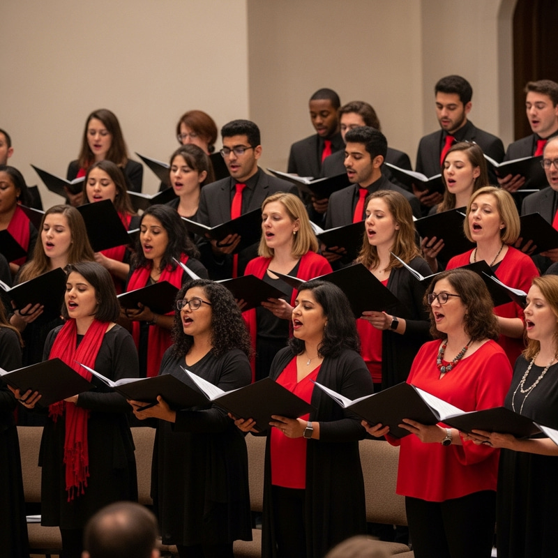 Christian Voices Choralle Choir in Red and Black Uniform Christian Voices Choralle Choir in Red and Black Uniform
