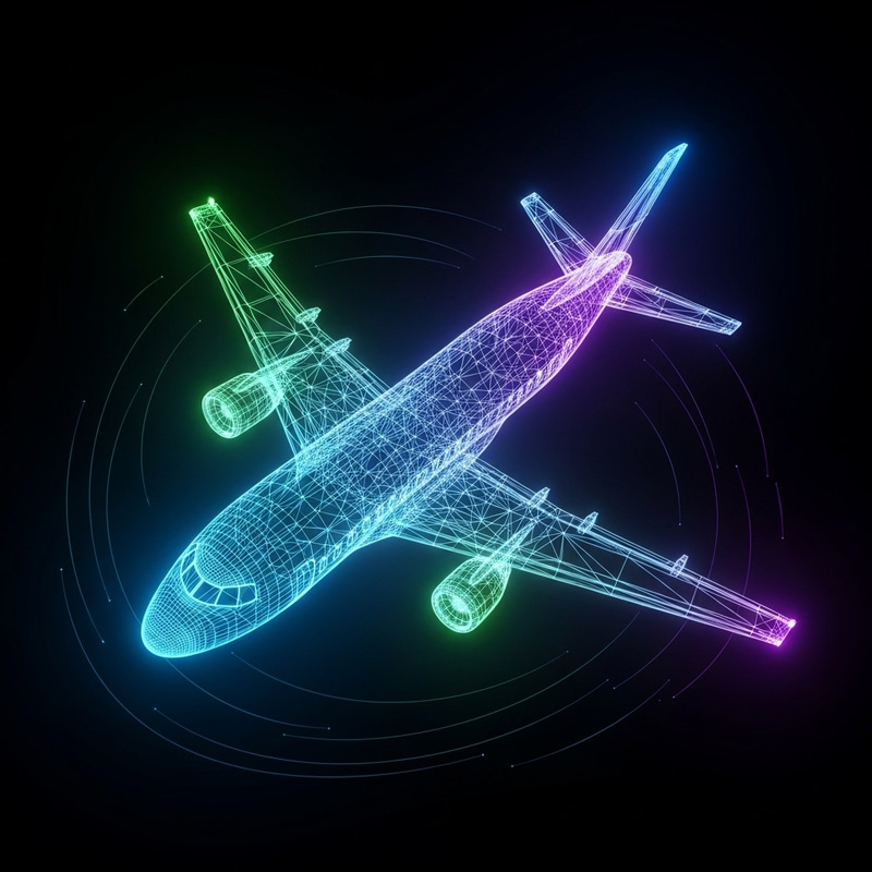 Futuristic Glowing Plane Wireframe | Tech Light Effects