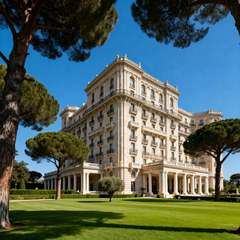 Classic 12-Storey Hotel with Ornate Architecture