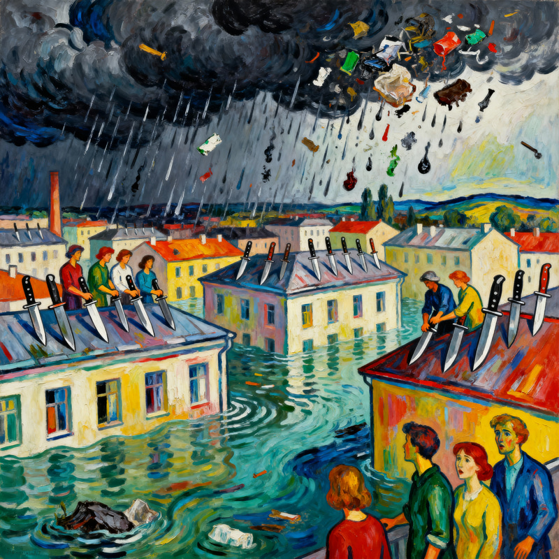 Expressionist Art of a Flooded City and Climate Action