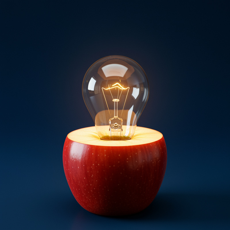 Apple with Light Bulb: A Unique Fusion Apple with Light Bulb: A Unique Fusion