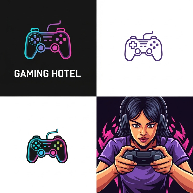 Modern Gaming Hotel Logo Design Modern Gaming Hotel Logo Design