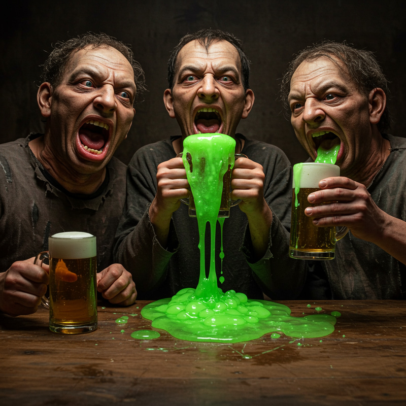Grotesque Men Drinking Goo: Unique Art Grotesque Men Drinking Goo: Unique Art