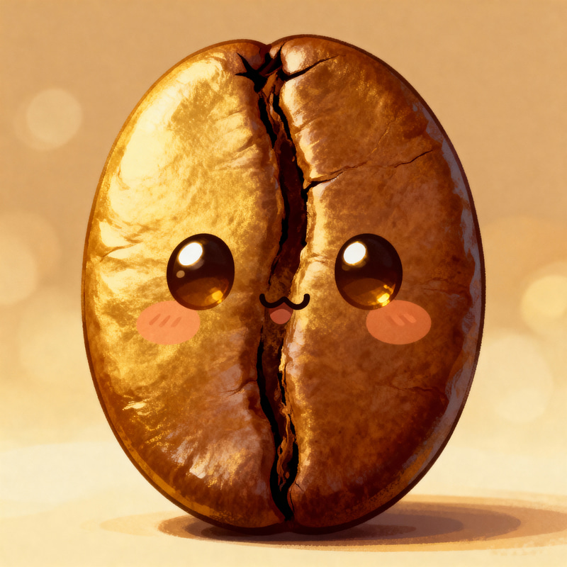 Cute Coffee Bean with a Charming Face Cute Coffee Bean with a Charming Face