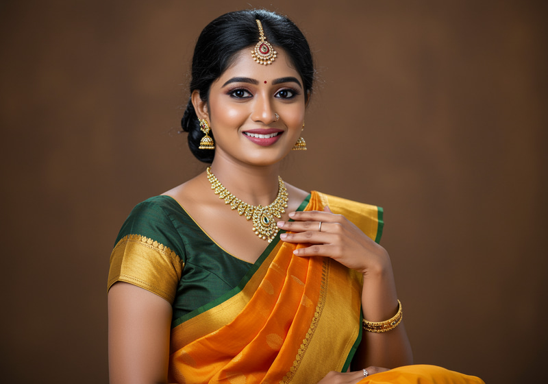 Elegant Tamil Woman: Traditional Meets Modern Style