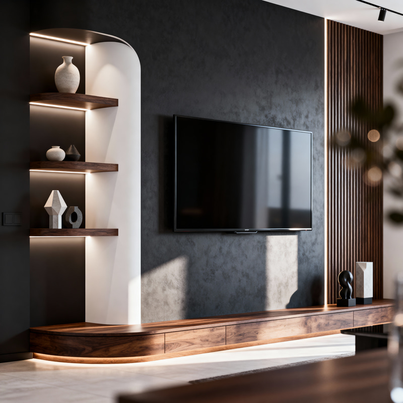 Stylish Modern Corner Media Wall Design Ideas