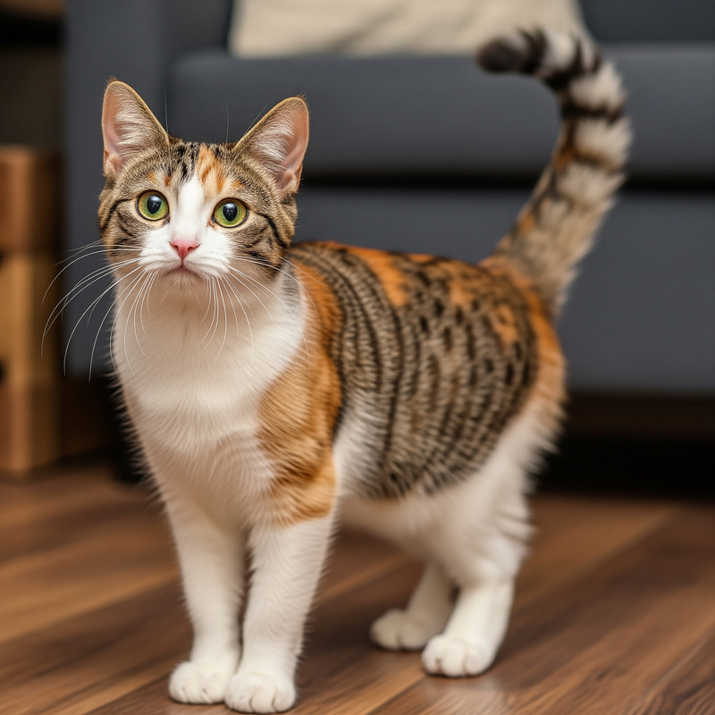 Curious Orange Black and White Cat - Cozy Ambiance