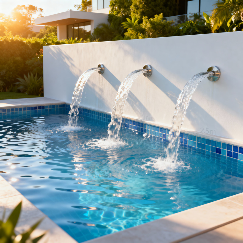 Elevated Modern Swimming Pool with Elegant Water Jets Elevated Modern Swimming Pool with Elegant Water Jets