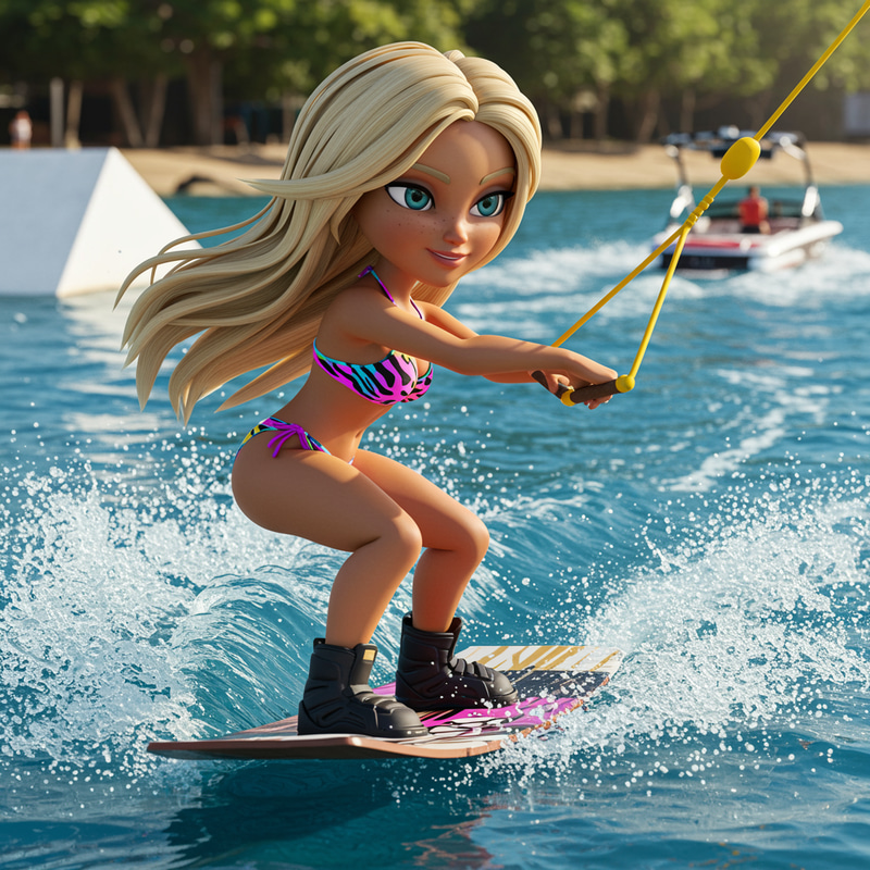 Hot Tan Blonde Wakeboard Woman Avatar