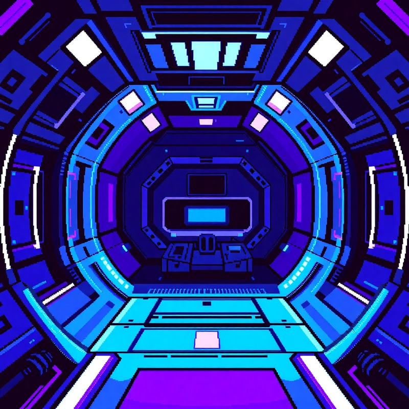 Cyberpunk Spaceship Art: Blue & Purple Chest Display