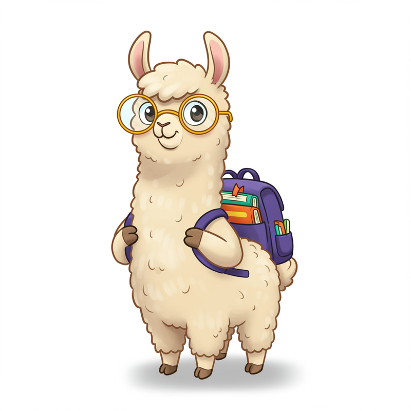 Cute Young Llama Mascot for Educational Kids Brand Cute Young Llama Mascot for Educational Kids Brand