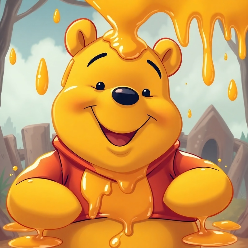 Joyful Winnie the Pooh Covered in Honey Art Joyful Winnie the Pooh Covered in Honey Art