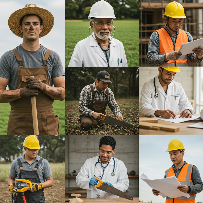 Diverse Laborers: Farmer, Doctor, Engineer & More Diverse Laborers: Farmer, Doctor, Engineer & More