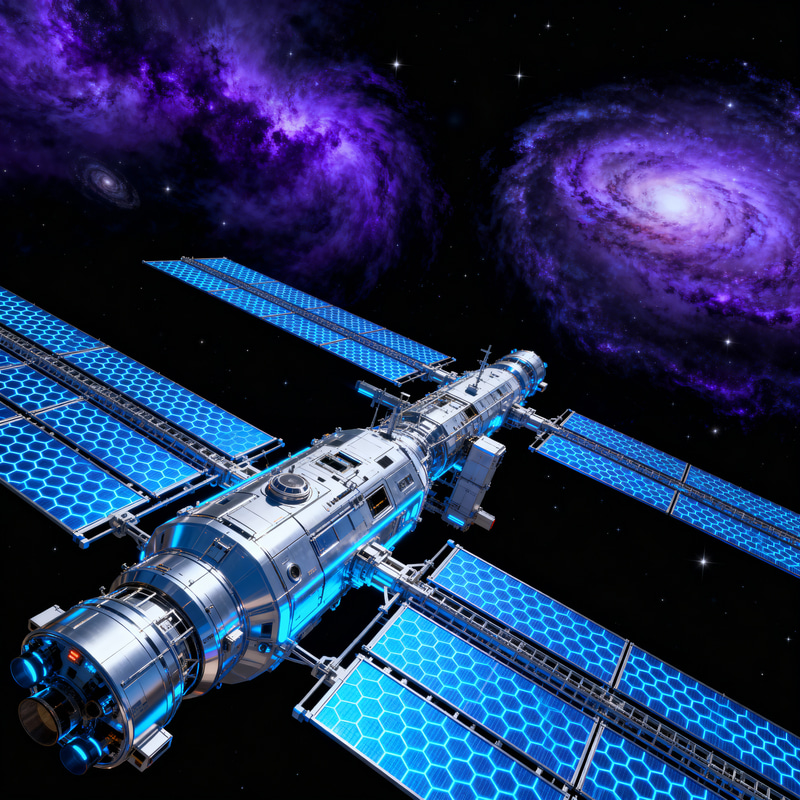 Futuristic Space Station in the Cosmos