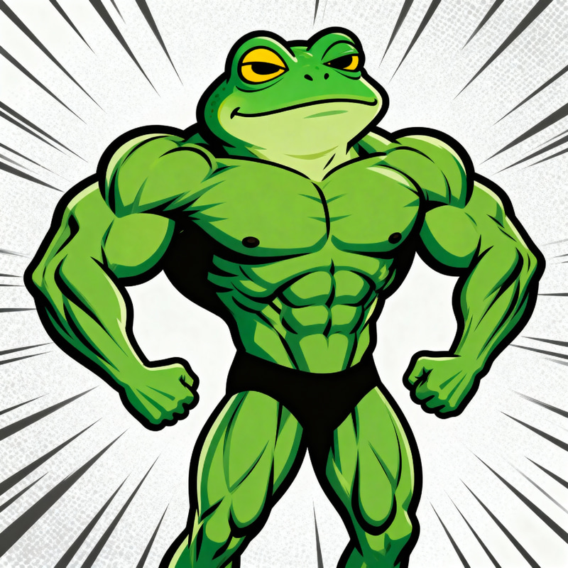 Muscular Pepe the Frog: Strength & Humor Muscular Pepe the Frog: Strength & Humor