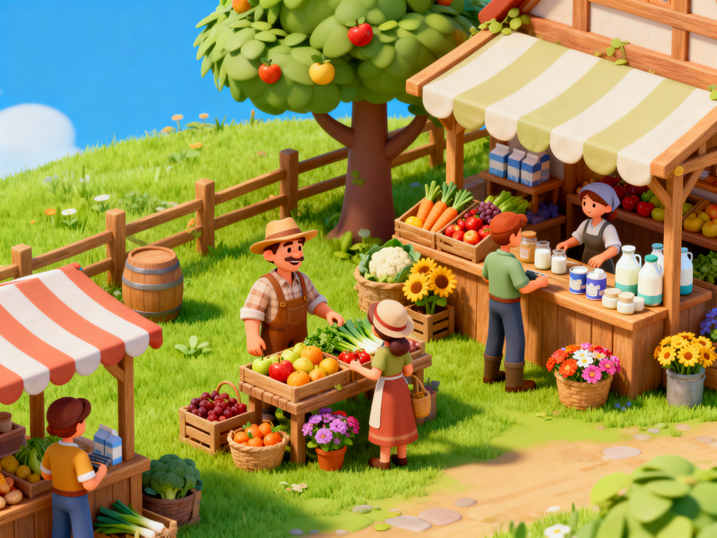 Vibrant Village Market - Hay Day Style