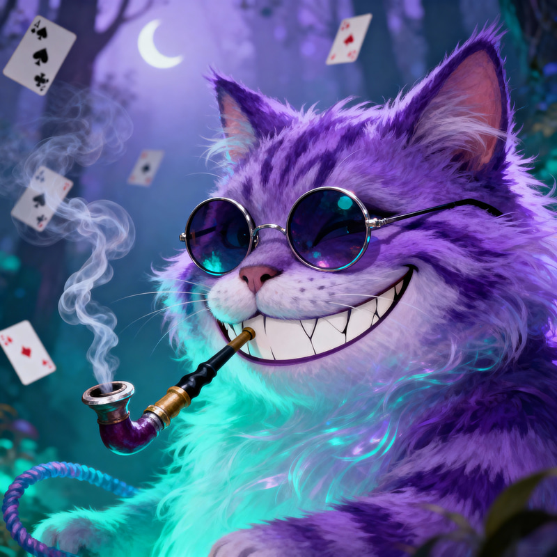 Cheshire Cat Smoking Hookah - Alice in Wonderland Art