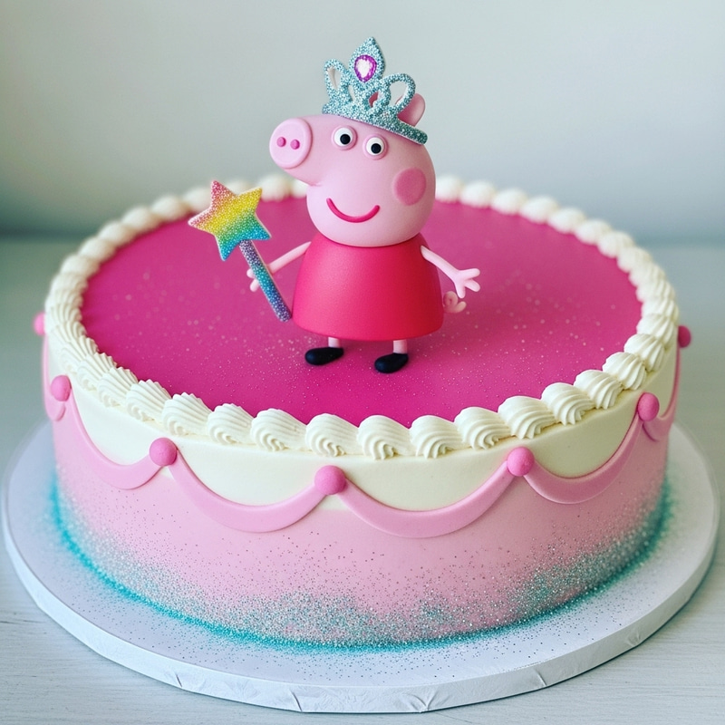Princess Peppa Pig Cake with Tiara & Wand