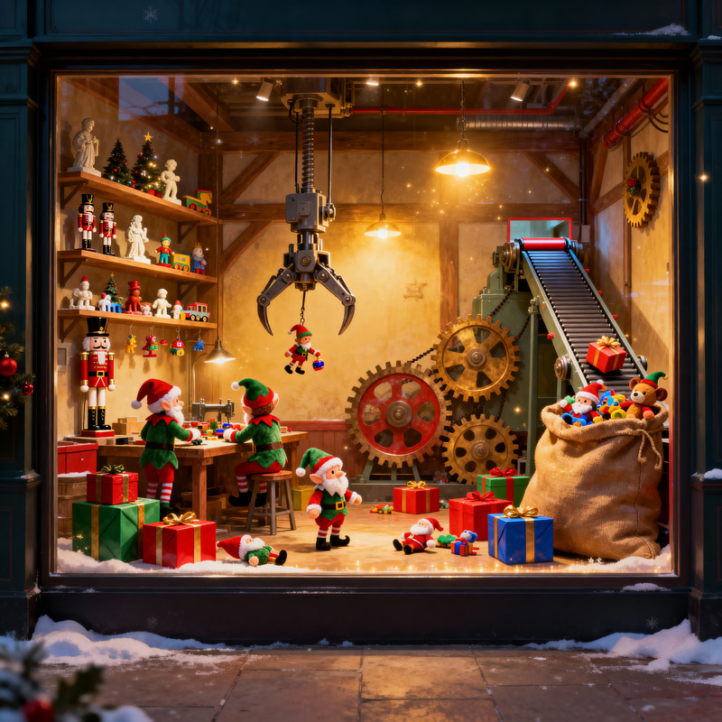 Magical Christmas Toy Factory Window Display Magical Christmas Toy Factory Window Display