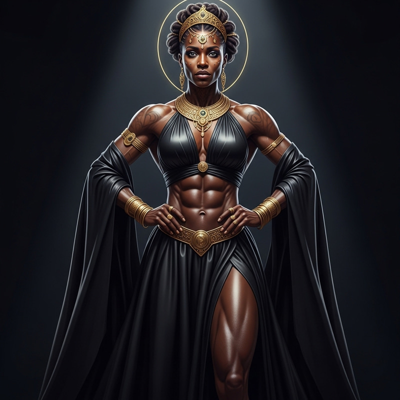 Black Queen Muscle Goddess - Empowering Strength