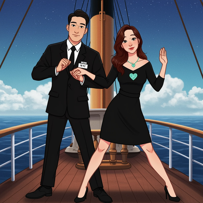 Korean Couple's Titanic Pose in Disney Style Korean Couple's Titanic Pose in Disney Style