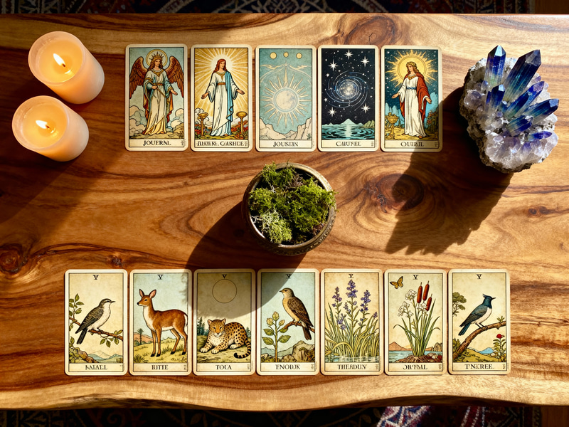 Realistic Tarot Card Reading Scene Realistic Tarot Card Reading Scene