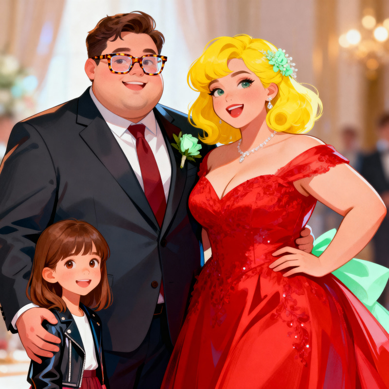 Stylish Modern Family Portrait with Curvy Bride Stylish Modern Family Portrait with Curvy Bride