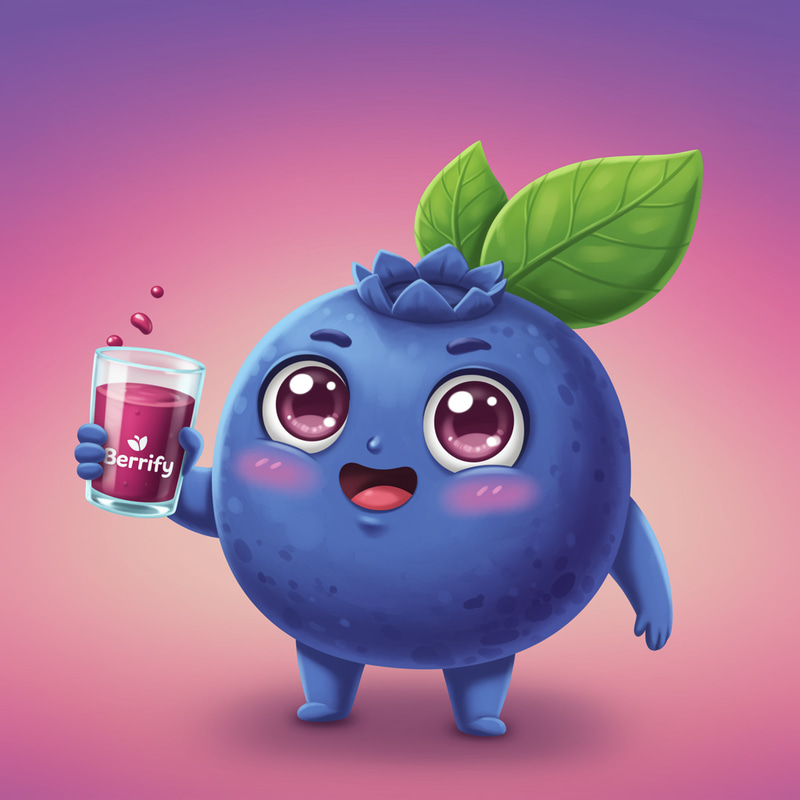 Cute Mascot Design for Berrify Juice Brand Cute Mascot Design for Berrify Juice Brand