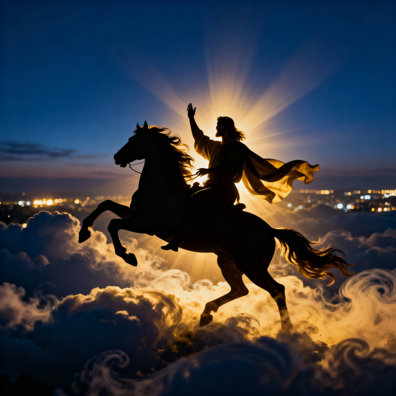 Jesus' Return on Horseback: A Divine Silhouette