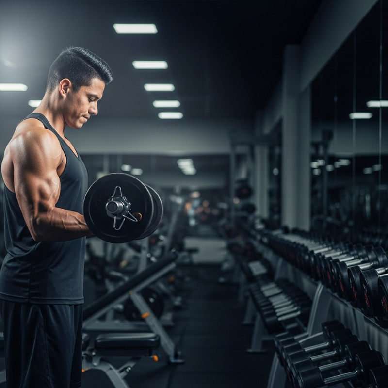 Dark Gym Atmosphere: Motivational Weightlifting Space