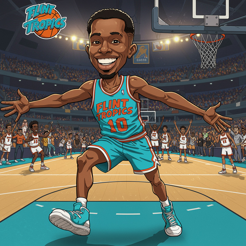 Cartoon Basketball Player for Flint Tropics Cartoon Basketball Player for Flint Tropics
