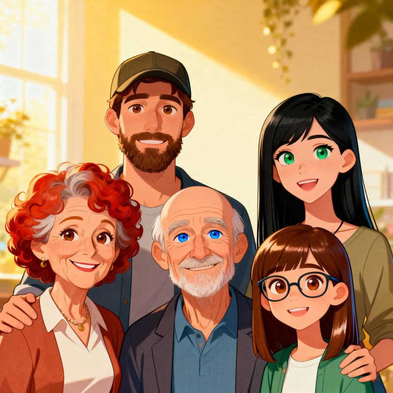 Wholesome Animated Family Portrait