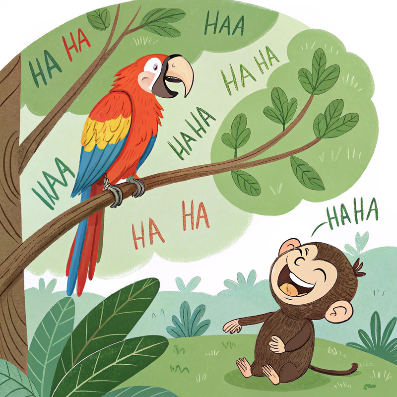 Funny Parrot and Laughing Monkey Funny Parrot and Laughing Monkey