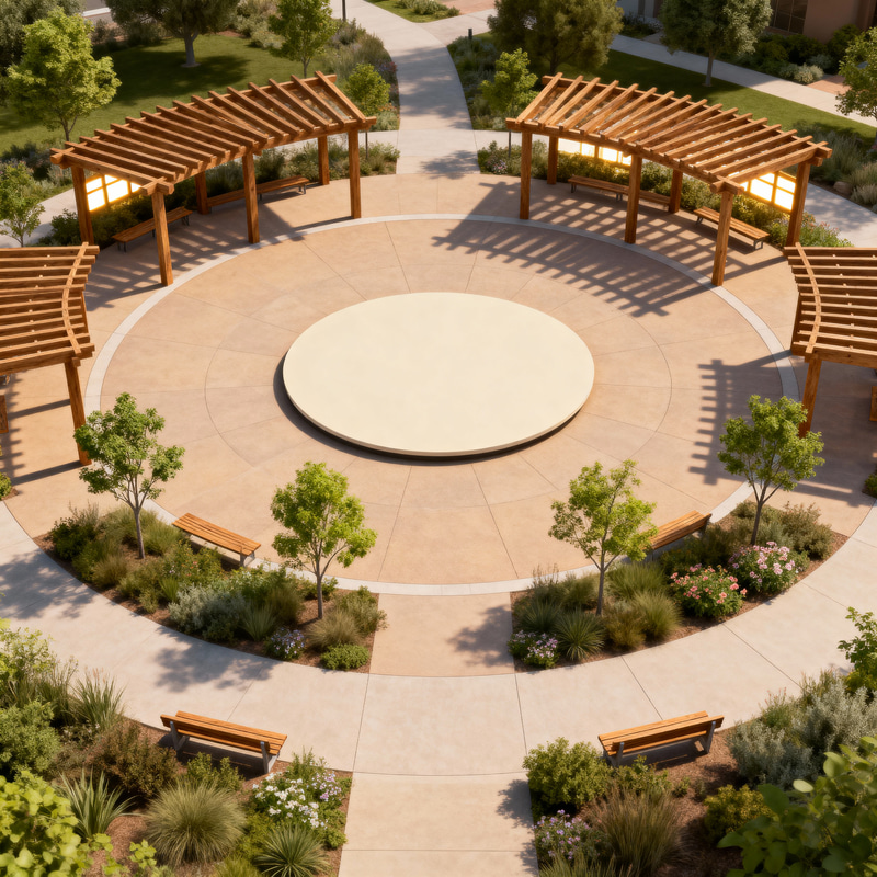 Beautiful Outdoor Circular Plaza Design Beautiful Outdoor Circular Plaza Design