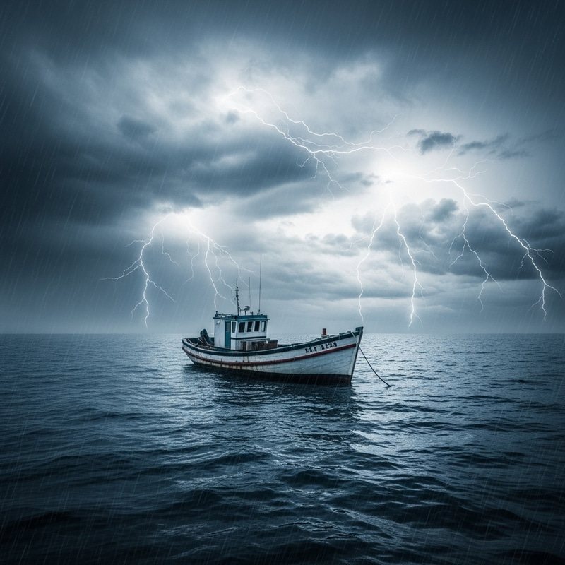 Calm Amidst the Storm: A Small Boat's Journey