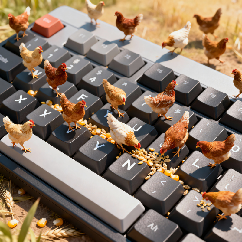 Chickens on a Giant Y/N Keyboard: A Humorous Scene Chickens on a Giant Y/N Keyboard: A Humorous Scene