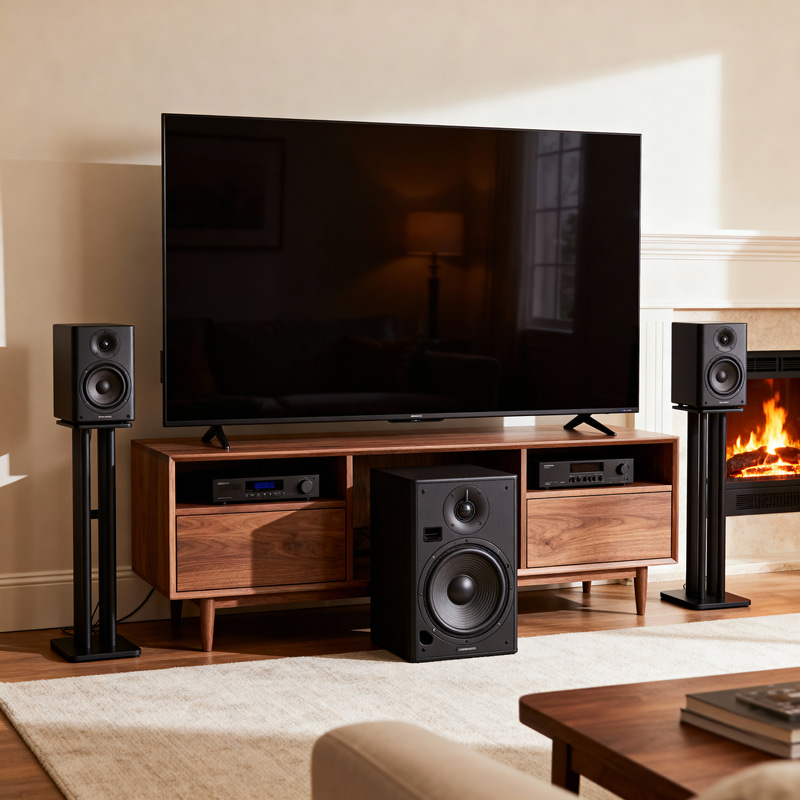 75 Inch TV Console with Speaker & Fireplaces