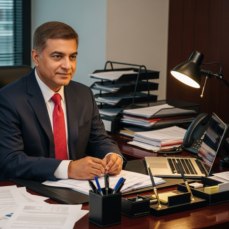 Professional South Asian Man at Desk