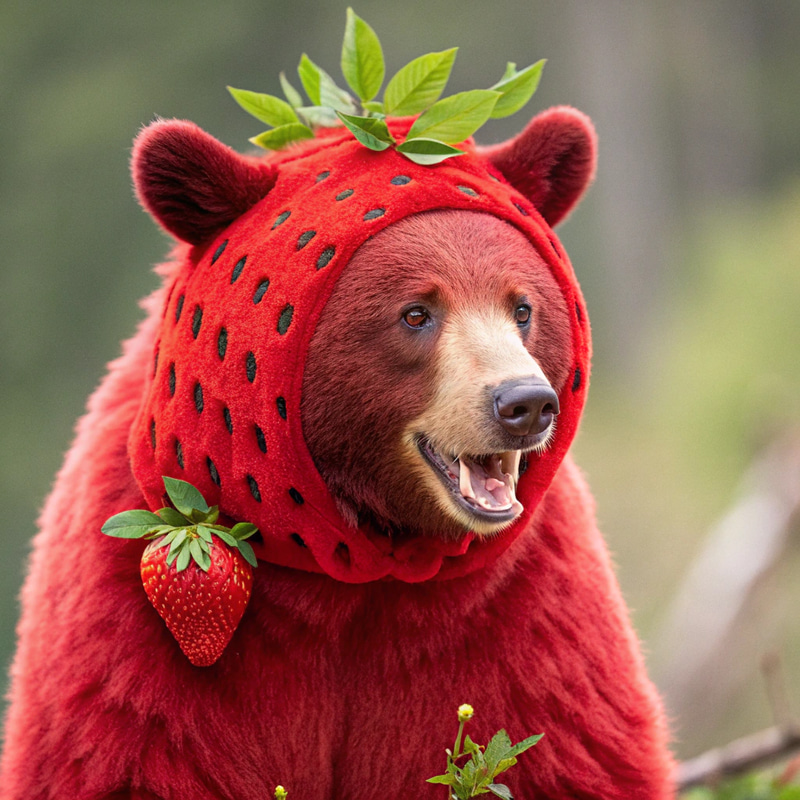 Red Bear Dressed as a Strawberry - Cute Costumes Red Bear Dressed as a Strawberry - Cute Costumes