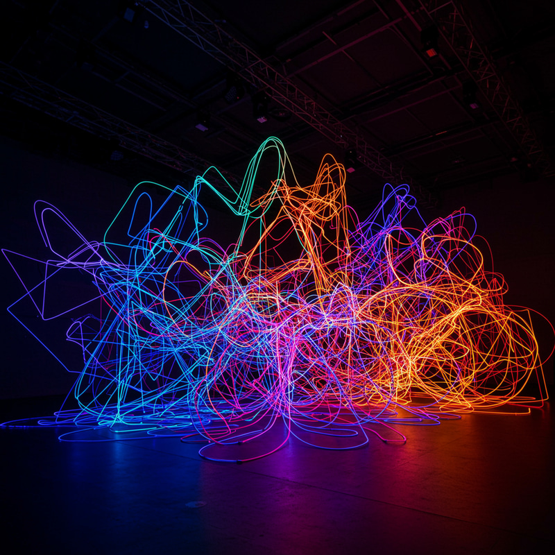 Modern Art Installation with Light Lines