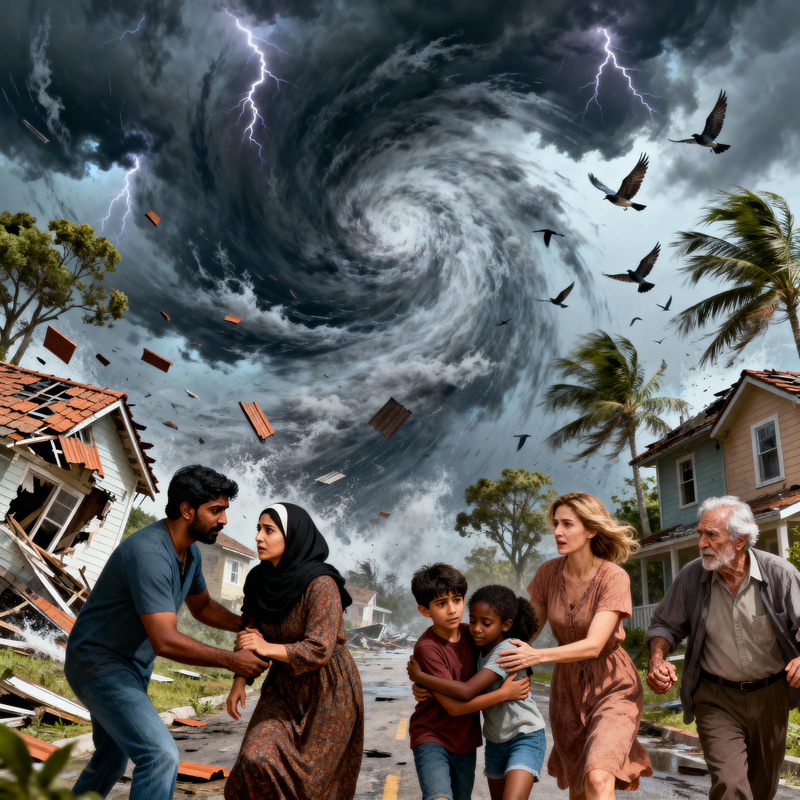 Resilience Amid Disaster: A Powerful Poster Illustration Resilience Amid Disaster: A Powerful Poster Illustration