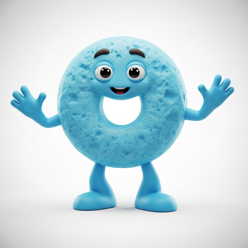 3D Light Blue Cereal Loop Mascot Design 3D Light Blue Cereal Loop Mascot Design