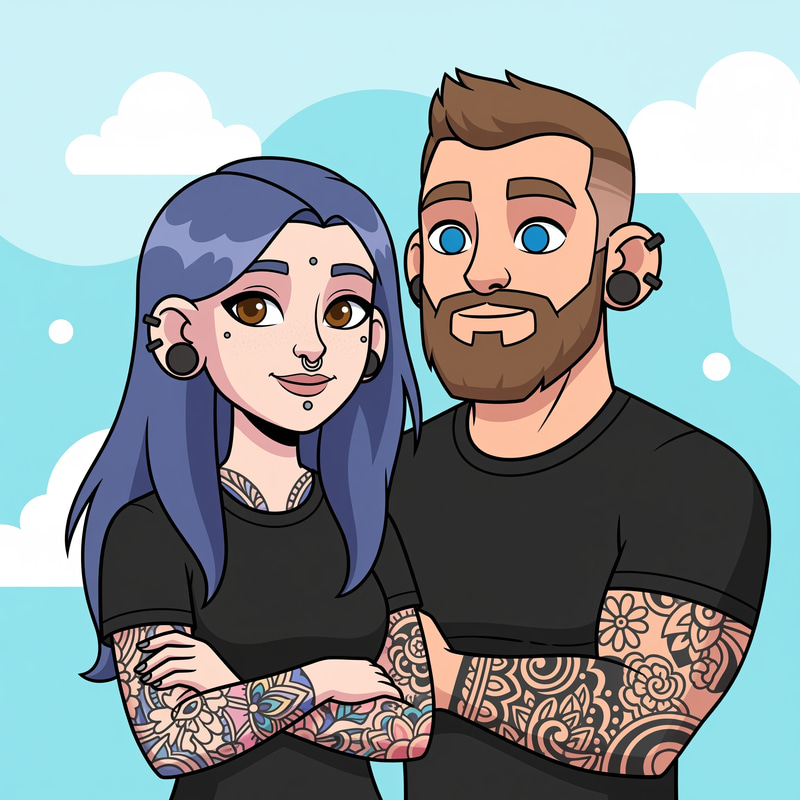 Cute Cartoon Couple: Unique Illustrations Cute Cartoon Couple: Unique Illustrations