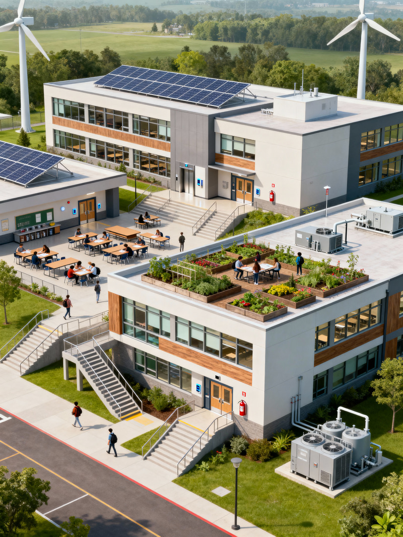 Modern Sustainable Campus Design with 5 Buildings
